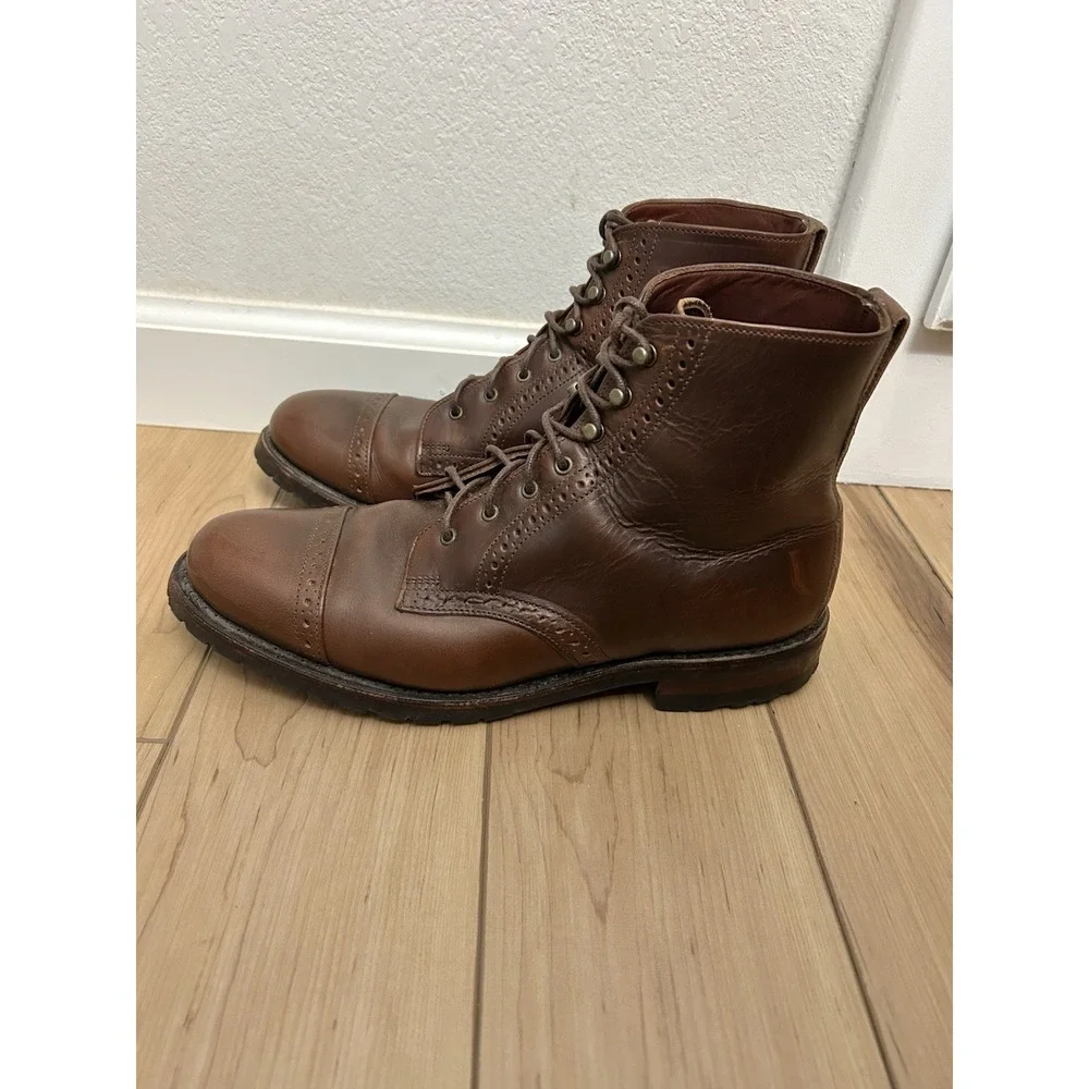 Allen Edmonds Bayfield Brown Leather Cap Toe Derby Boots 7891 Men's Size 9 B
